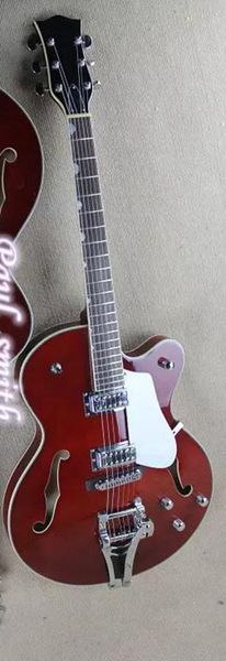 Vintage Select 1962 Chet Atkins Country Gentleman Brown E-Gitarre, halbhohler Korpus, Doppel-F-Löcher, weißer Pickugard, Bigs Tremolo-Brücke, Chrom-Hardware