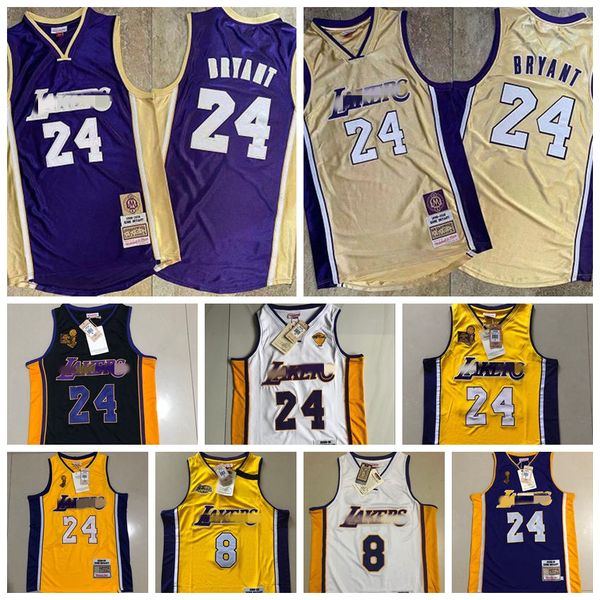 

2021 лучший подлинный митчелл несс лос-анджелес лейкерс доверие брайант 60. 8. 24. мужские спингманские баскетбольные майки, Black;red