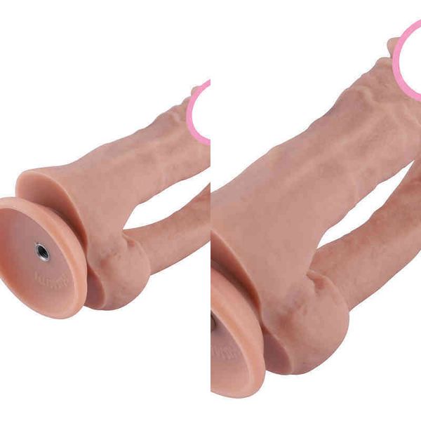 NXY Dildos Hismith - Doppio dildo femminile in silicone, macchina del sesso avanzata, ventose, diametro 4 cm, 18,5 cm1210