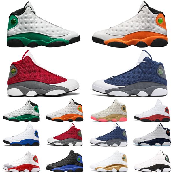 

2020 13 13s mens basketball shoes starfish red flint lucky green hyper royal cny chicago athletic mens trainers sports sneakers, White;red