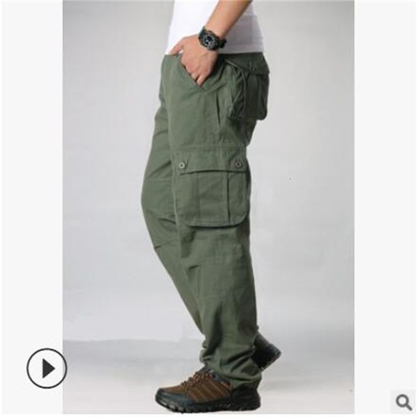 

2021 new multi pockets tactical pants men outwear streetwear straight slacks casual long trousers 29-44 xt3y, Black