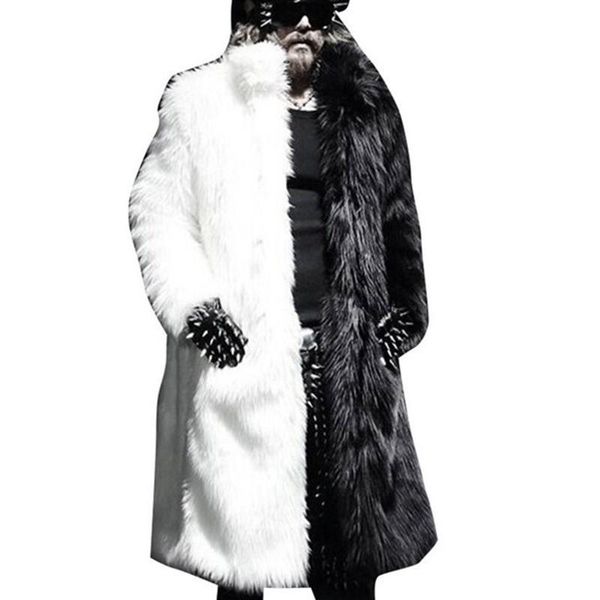 

men's fur & faux fashion man coat jaqueta couro masculina winter jacket black gown white long windbreaker thick warm