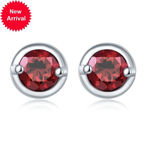 

hutang feminine earrings precious natural red solid grenade 925 silver sterling fine jewels for girl, Golden;silver