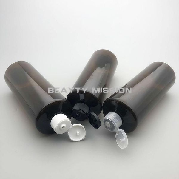 

beauty mission brown 12 pcs 500ml plastic empty pet flat shoulder bottle with flip cap 500cc cosmetic refillable sub bottling1