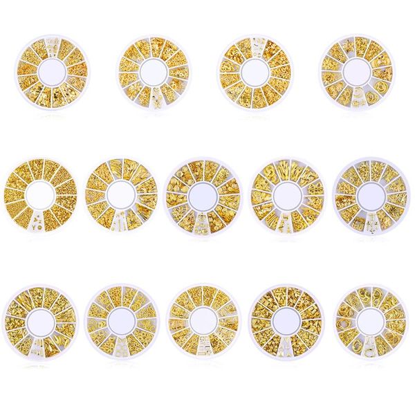 

nail art decorations manicure sequin heart flower moon star feather sea shell flakes square circle paillette decor, Silver;gold