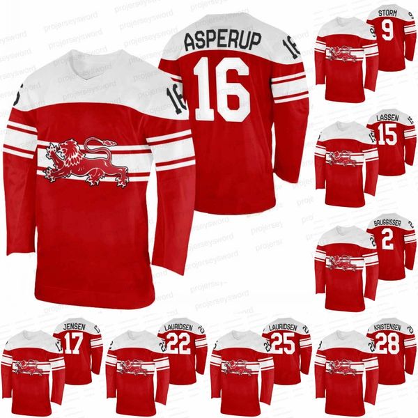 2022 Winter Hockey Jersey Phillip Bruggisser Mark Senden Matias Lassen Matthias Asperup Nicklas Jensen Markus Lauridsen Oliver Lauridsen Julian Jakobsen