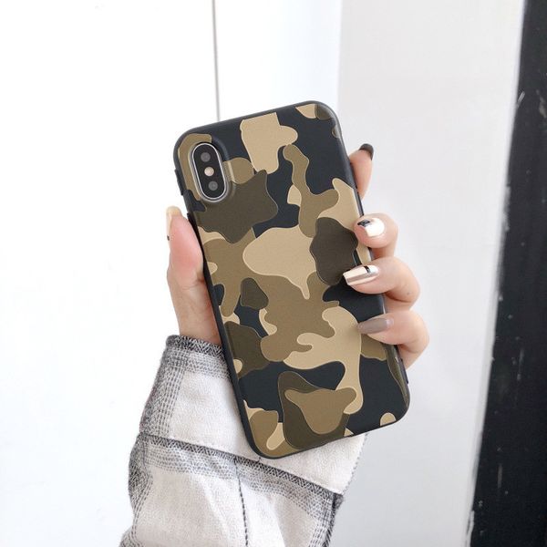 Casos de telefone de camuflagem de camuflagem do exército quente para iPhone 12 mini pro máximo 11 pro x xs max xr 8 7 mais moda exército verde silicone soft tpu capa