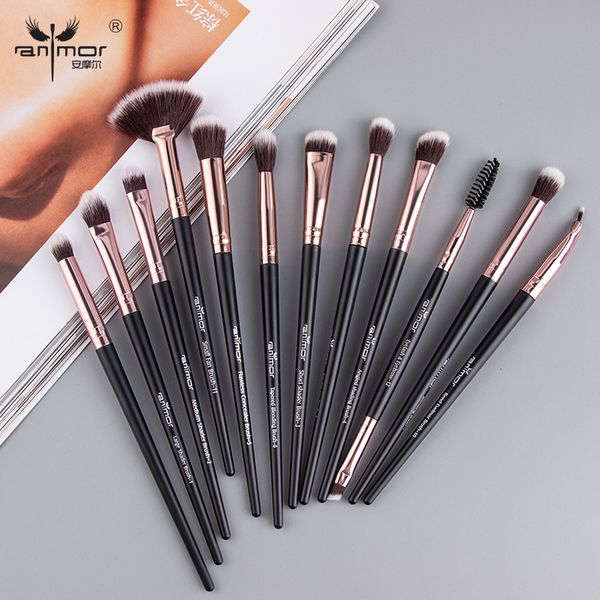 

anmor makeup brushes set 3-12pcs/lot eye shadow blending eyeliner eyelash eyebrow make up brushes professional eyeshadow brush