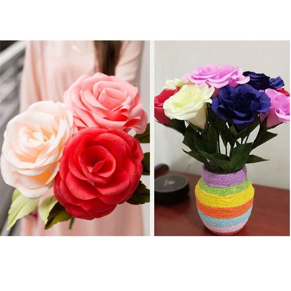 

25*250cm 1 roll colorful tissue wrinkles paper rolls diy flower making material paper for wedding party christmas de bbyysl