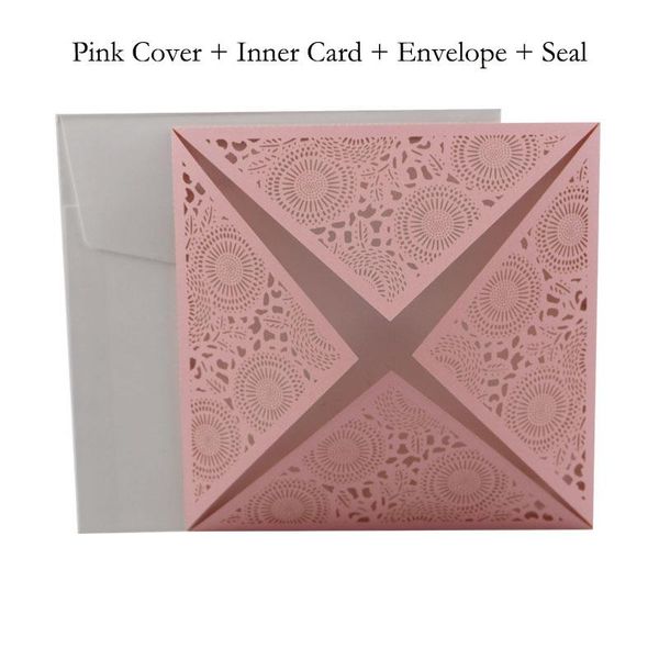 

1pcs elegant flora square laser cut wedding invitation cards business birthday greeting card customize party decoration supplies bbyytj