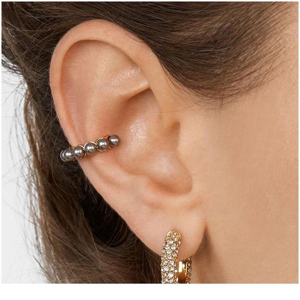 

2019 women pearl ear cuff earring bohemian natural freshwater circle small clip on earring no piercing fake cartilage jllibr, Silver