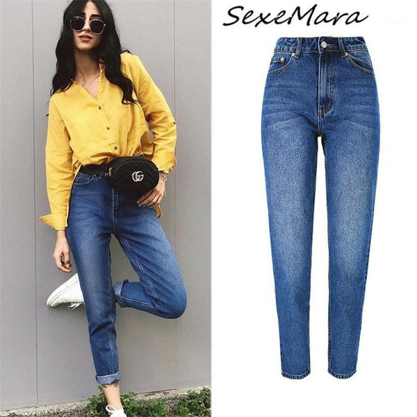 

2020 fashion casual women jeans zipper high waist streetwear straight mom jeans for women1, Blue