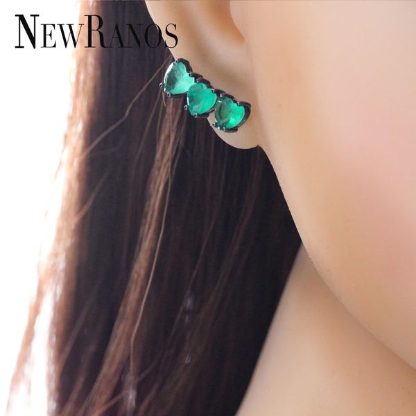 

heart shape stud earrings blue pink violet fusion stone earring party jewelry women gift efx003404 210202, Golden;silver