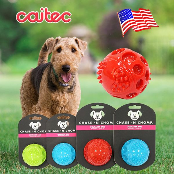 Cão Caitec Brinquedos Squeaking Bouncing Bola Durável Floatable Pet Brinquedos Brinquedos Bola Squeaky Mordida Resistente Para Cães Pequenos para Grandes LJ201028