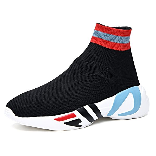 

new women socks shoes high breathable ankle boot women sneakers casual elasticity wedge platform shoes zapatillas mujer y200424, Black
