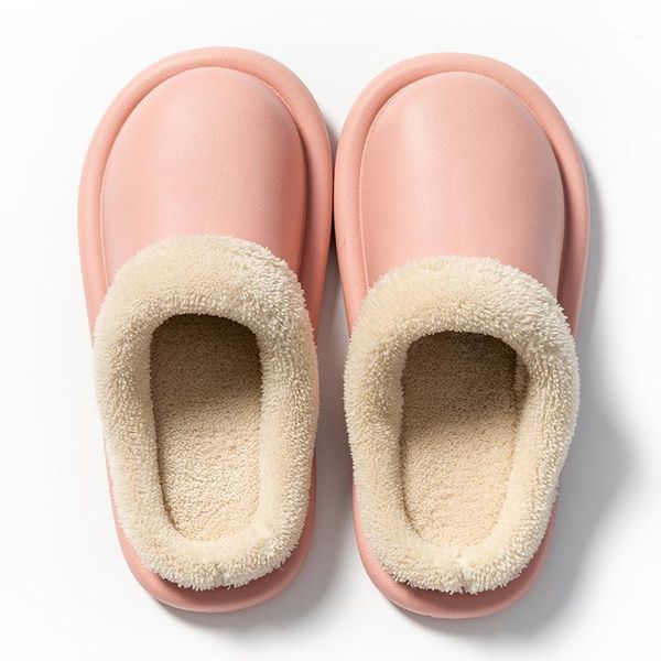 

slippers winter women fluffy warm faux fur flat platform plush couple bedroom slides cotton shoes indoor shoes1, Black