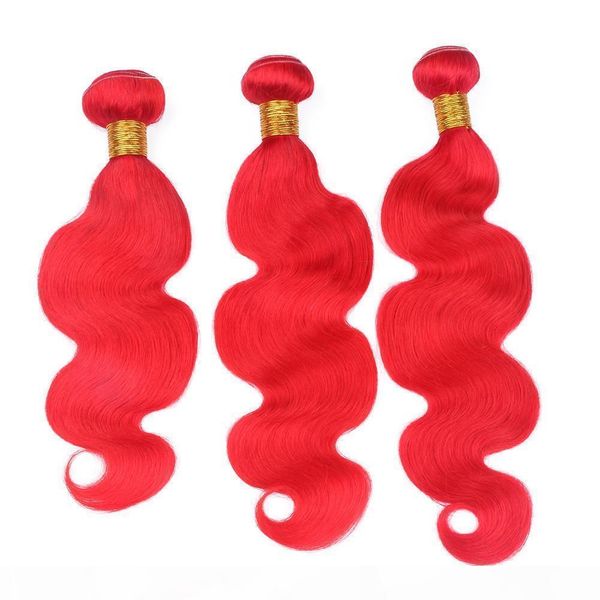 

indian virgin human hair red colored bundles deals 3pcs body wave bright red virgin remy human hair weaves extensions 100g bundle, Black;brown