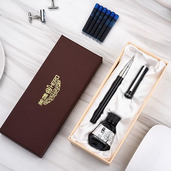 

fountain pens hero pen with ink cartridge bottle gift set extra fine nib 0.38mm financial original box office supplies1