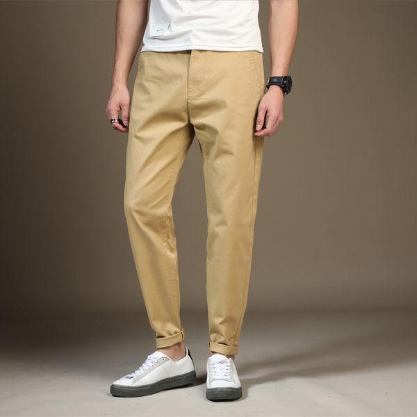 

2020 pencil cotton clogs casual men's regular formal office pants for size 40 4244 46 48 black caqui pant male svyn