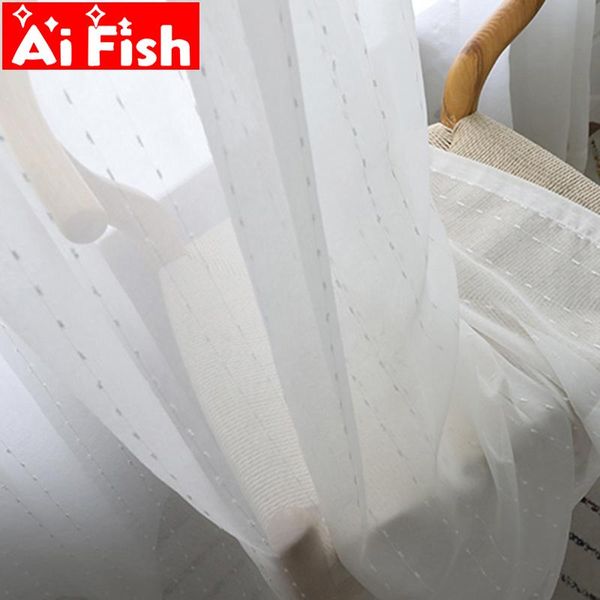 

modern striped white embroidered dot tulle sheer curtain for bedroom living room window cortina customize voile panel my321#25