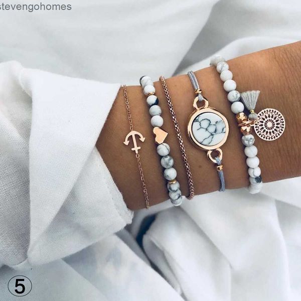 

bracelet beaded tassel 4-piece alloy turquoise, Silver