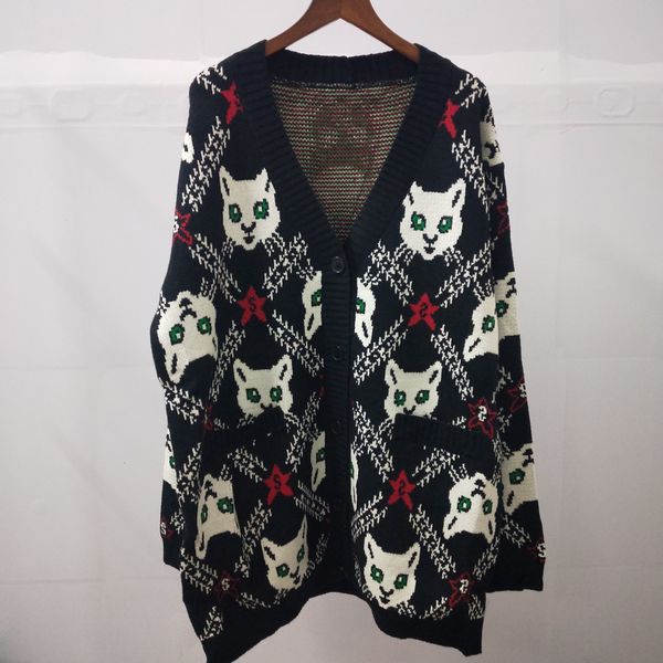 

1202 2020 autumn sweater long sleeve v neck black cardigan prom fashion luxury womens clothes qian, White;black