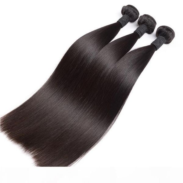 

straight virgin human hair 3 bundles 100g pcs 10"-28" double weft hair extension, Black