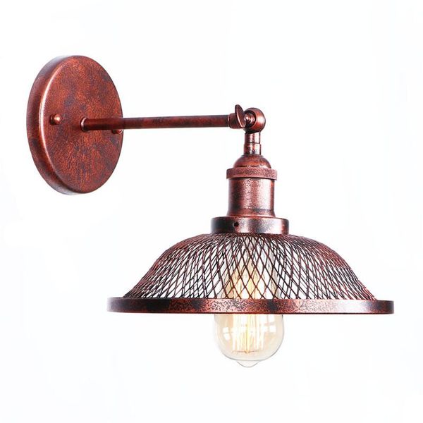 

american retro adjust bedside wall lamp edison loft iron net wall sconce industrial vintage led light lamparas pared