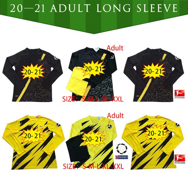 

дорт # 9 хааланд # 10 футбол футбола длинные рукава 2020 # 11 reus # 7 sancho soccer jersey рубашки 20 21 бундеслига футбольная форма, Black;yellow