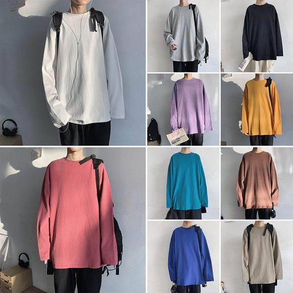 

2021 long sleeve autumn shirt male student's korean-style popular trendship hip hong kong's in manned neck epp7, White;black