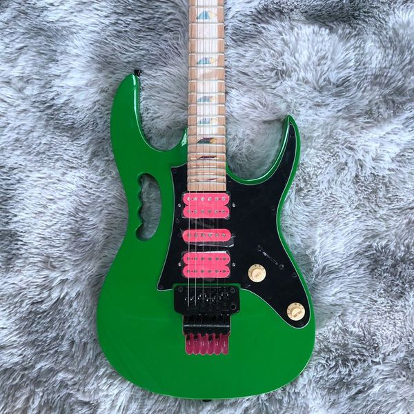 Guitarra elétrica China personalizado loja feita linda e maravilhosa cor verde de alta qualidade 24 fret maple madeira fingerboard