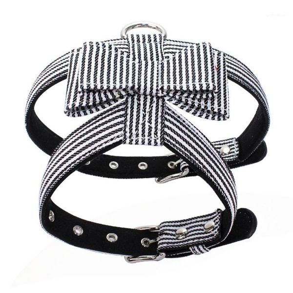 

striped pattern dog vest harness check pattern puppy collar cat leash quick release doggie microfiber lead1