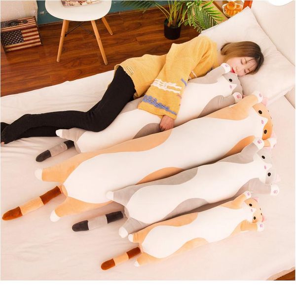 

плюшевые игрушки животные кошка милые творческие длинные мягкие игрушки офис обед перерывы nap спать подушка подушка чучела подавленная кукл, Gray;blue