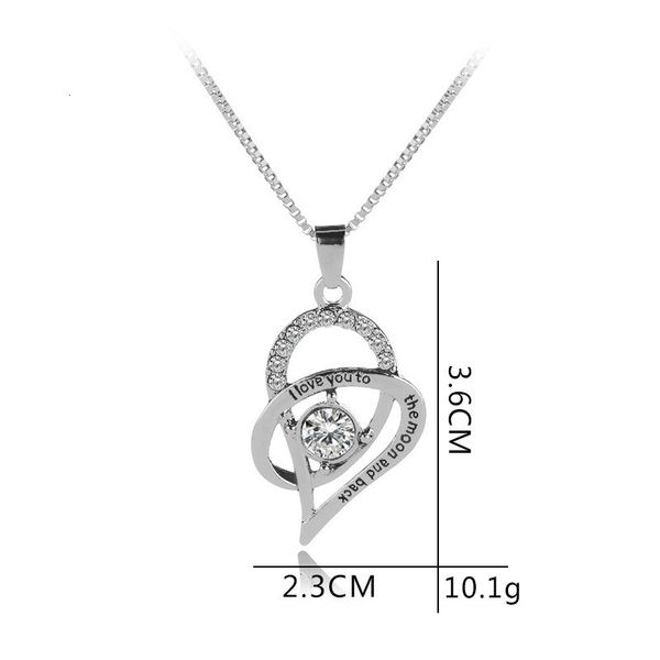 

i heart-shape party mother's love day you to the moon and back necklace fashion cz pendant