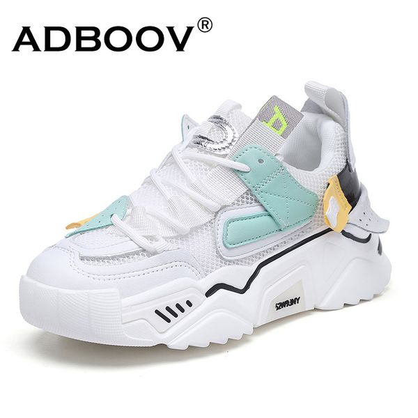 

adboov new genuine leather sneakers women breathable platform chunky shoes fashion street casual shoes ladies 201201, Black