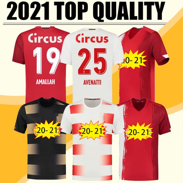 

20 21 standard liège mens soccer jerseys amallah gavory home red away white football shirt vanheusden vanja mpoku cimirot, Black;yellow