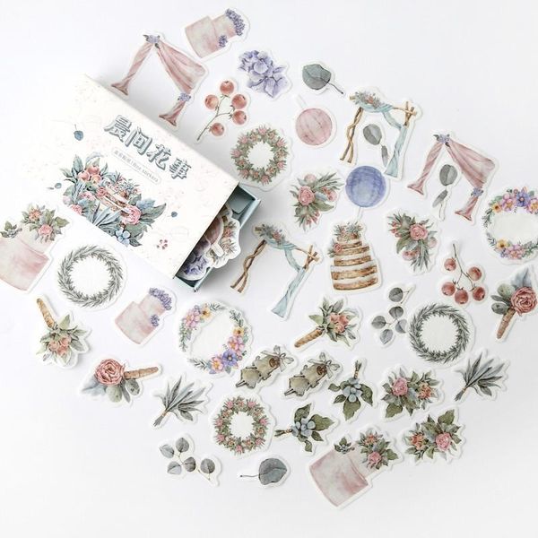 

время памяти временных серий наклейки в штучной упаковке растение цветы ретро маленькая свежая ручная учетная запись канцтовары декоративный