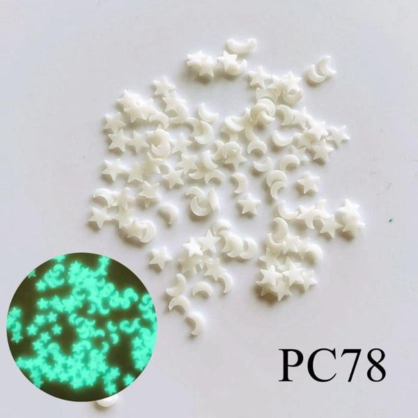 

nail art decorations 20g/bag light glow polymer clay pieces 1.5mm-thick deco moon and star luminated, Silver;gold