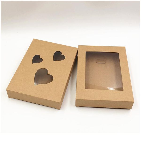 

10pcs diy vintage kraft box with window paper gift box cake packaging for wedding home party muffin packaging christm jllnde