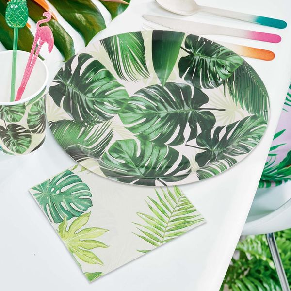 

fengrise черепаха листья бумажные пластины кубок гавайи партия поставляет гавайские день рождения тропические листья одноразовые партии стол