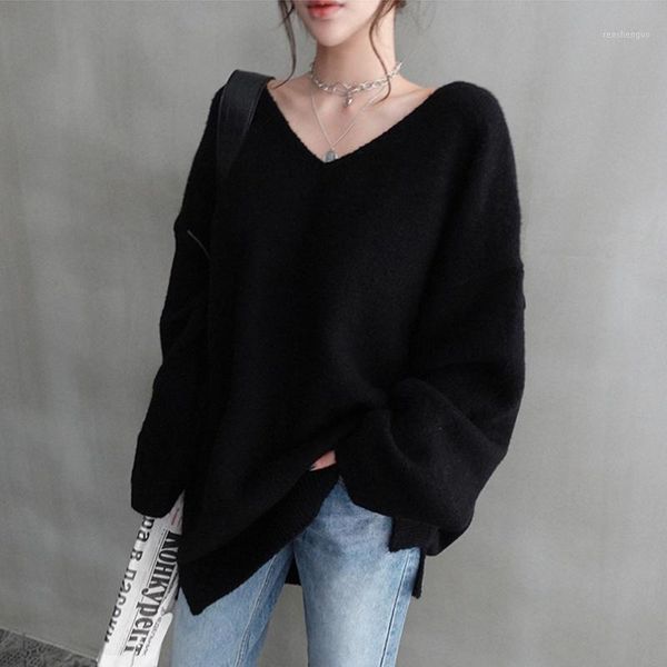 

new winter sweater women pullover girls knitting vintage long sleeve autumn elegant female knitted outerwear warm sweater1, White;black