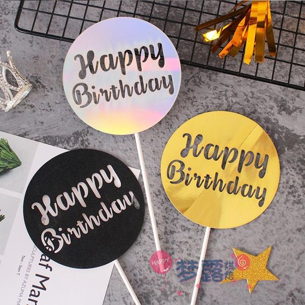 

other festive & party supplies black and gold happy birthday flag cake decorations dessert table diy decorati1