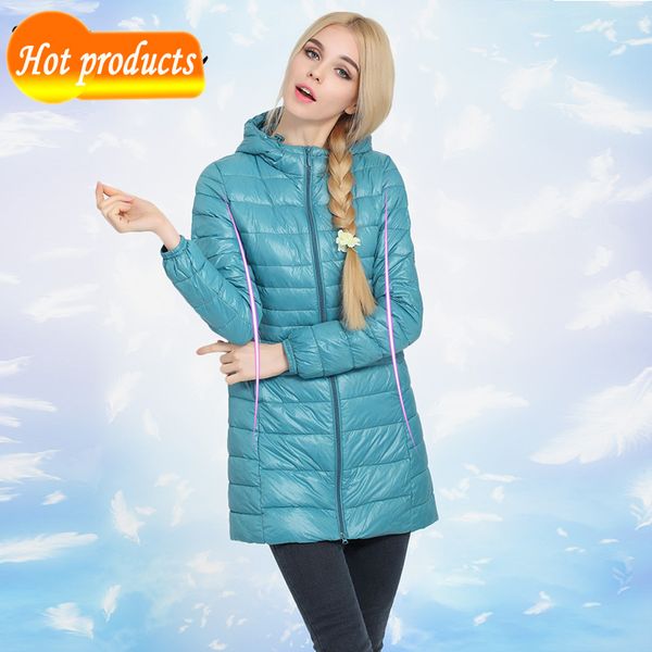 

s-7xl tattoo of the long winter women's plus size ultra light jacket with hood for women white duck down o27l, Black