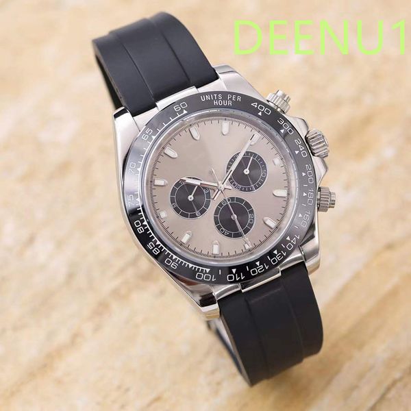 

automatic men's watch 40mm rubber strap stainless steel case three eyes sapphire waterproof watches luxusuhr montre de luxe, Slivery;golden