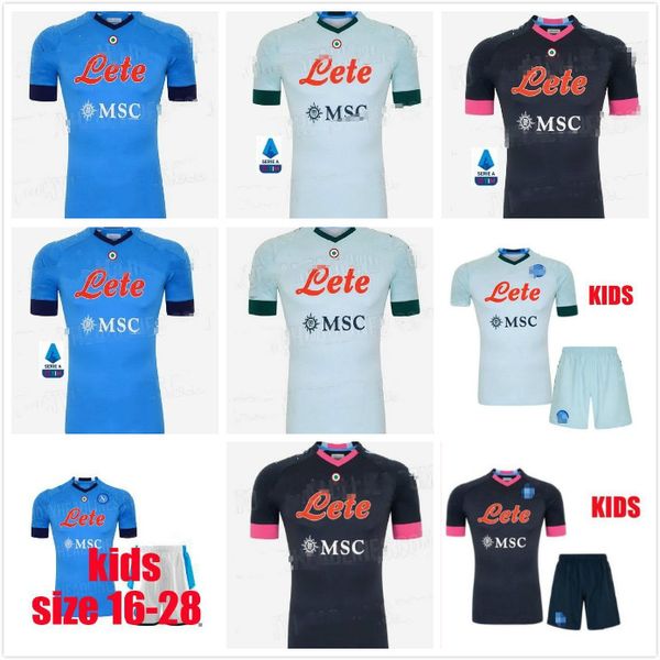 

2020 2021 serie a naples napoli soccer jerseys home away third football shirt 20 21 manolas insigne lozano callejón milik kids kit camiseta, Black;yellow