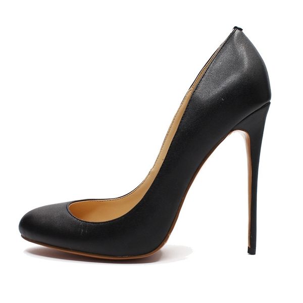 

dropshipping spring fall genuine female leather dress pumps fashion round toe ladies party fine high heels shoes for woman b020 fimr, Black