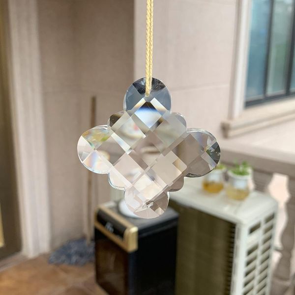 

50mm suncatcher chinese knot pendants glass clear chandelier crystal prisms parts hanging decor party chandelier connectors h bbympr
