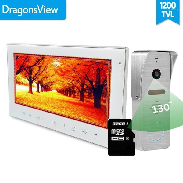 

[wide angle] dragonsview 7 inch video intercom system with sd card video door phone doorbell kits unlock 130 degree ir1