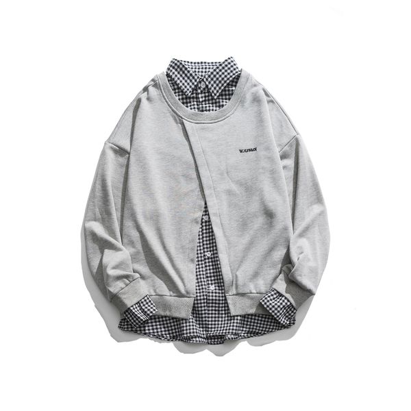 

2021 falso duas peas verso coreana camisa de moda hong kong estilo dongdaemun masculino feminino casal nova primavera e outono ssnc, Black