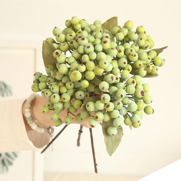 

decorative flowers & wreaths artificial green berry branch small bacca fruit berries foam fake home decoration accessories plante artificiel
